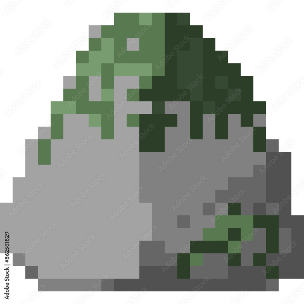 Pixel art stone with moss element 9 Pixel art stone with moss element 9