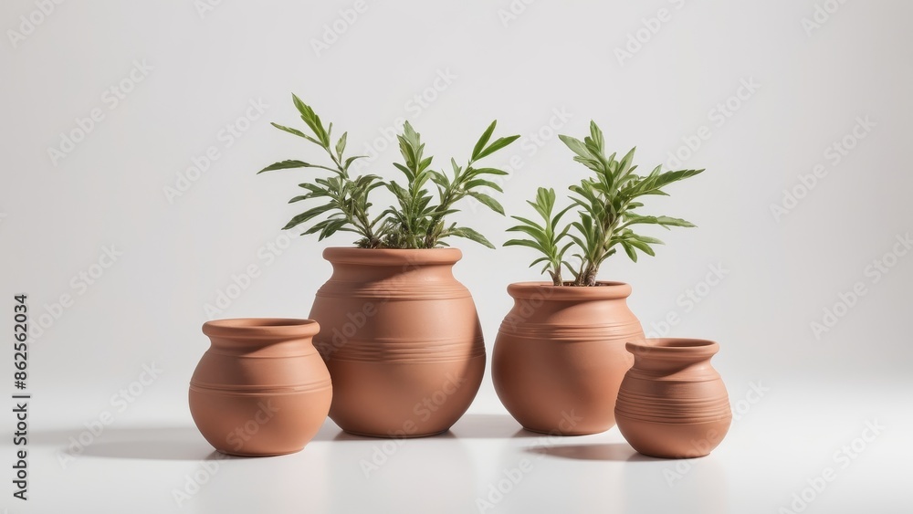 Fototapeta premium Elegant Terracotta Pots with Greenery