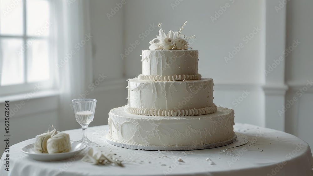 Fototapeta premium Elegant Three-Tier Wedding Cake