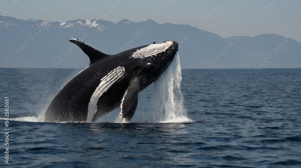 Obraz premium Majestic Humpback Whale Breaching