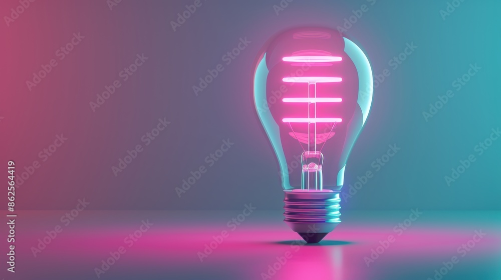 A conceptual image of a neon lightbulb glowing against a dark background, with minimalist styling that accentuates its modern and innovative design. The image conveys a sense of creativity and A conceptual image of a neon lightbulb glowing against a dark background, with minimalist styling that accentuates its modern and innovative design. The image conveys a sense of creativity and