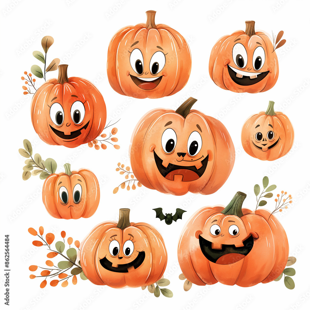 halloween pumpkins set