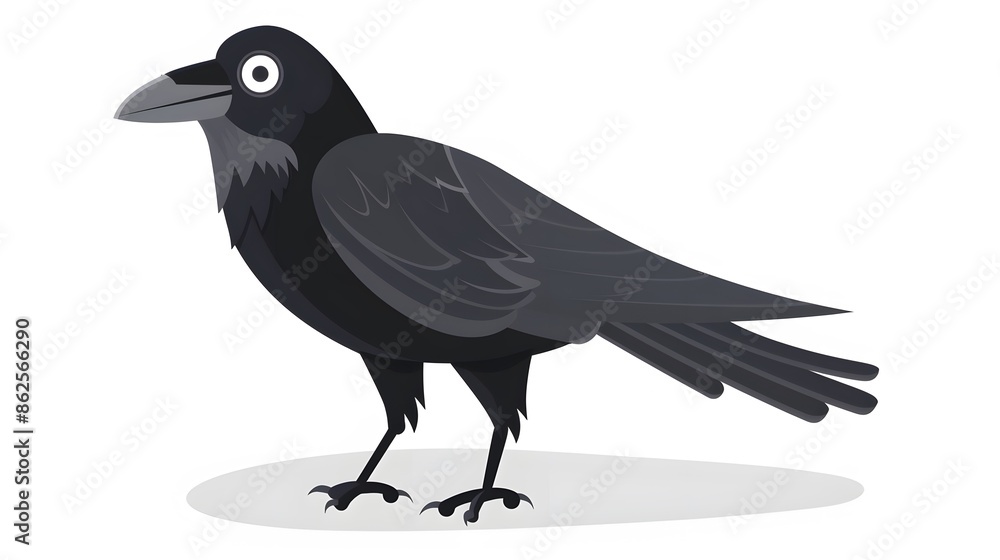 Obraz premium Cartoon crow isolated on white background. 
