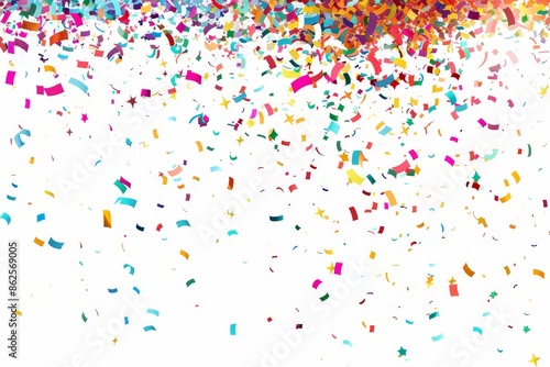 Colorful confetti falling festive decoration for party celebration illustration on white background