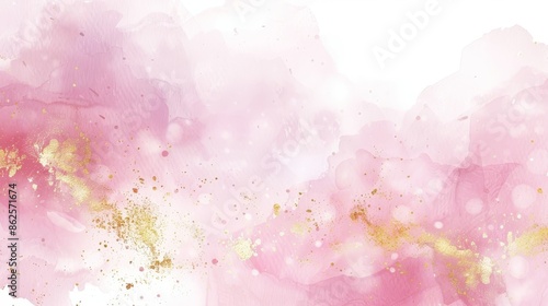 Invitation designs or card templates with modern abstract luxury elements for Valentine's Day on pastel pink watercolor paint brush glitter gold background