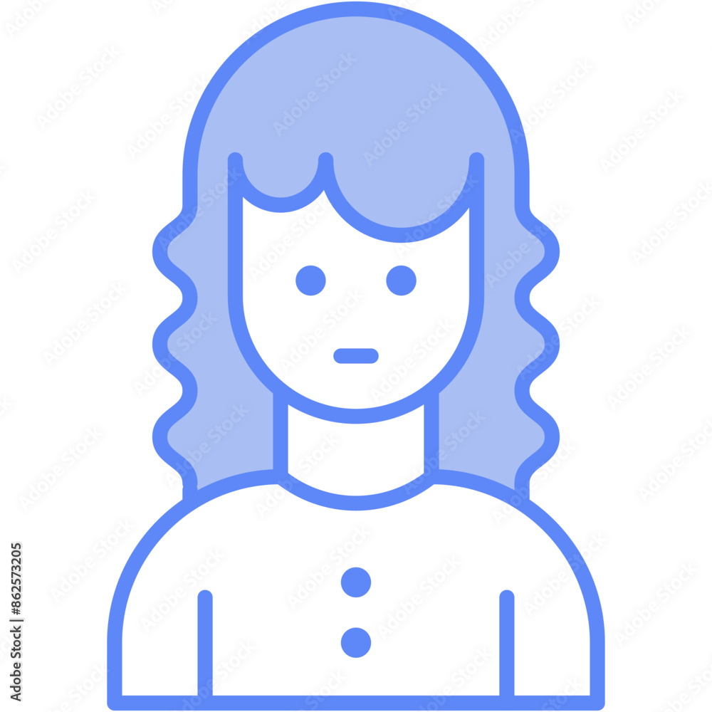 Vector Icon curly hair, hairstyles, curly hair, user, woman Vector Icon curly hair, hairstyles, curly hair, user, woman