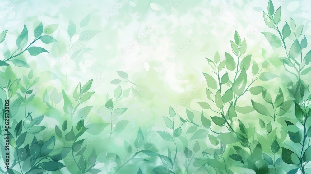 A watercolor background with leaves in spring eco nature. Stock. A watercolor background with leaves in spring eco nature. Stock.