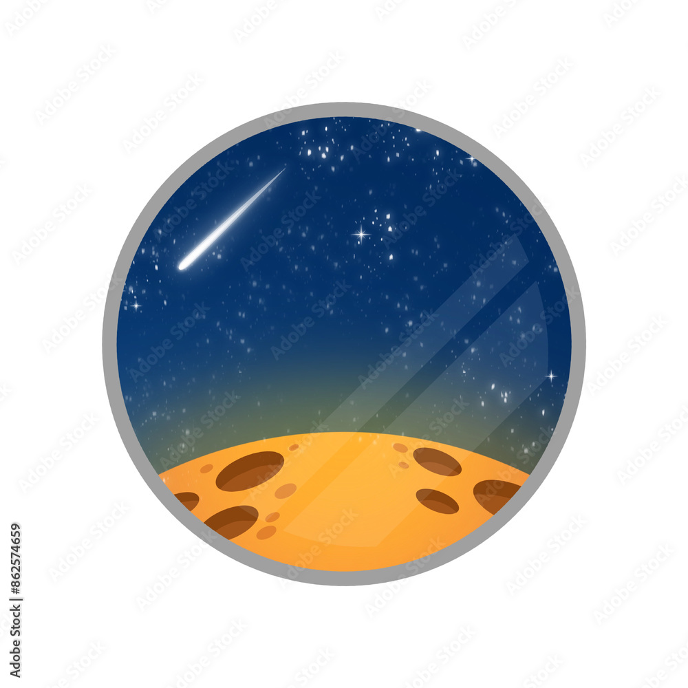 Naklejka premium View from a window in space. Orbital vacation. Fantasy futuristic space. Futuristic space tourism resort, opulent orbital space hotel, zero gravity accommodations
