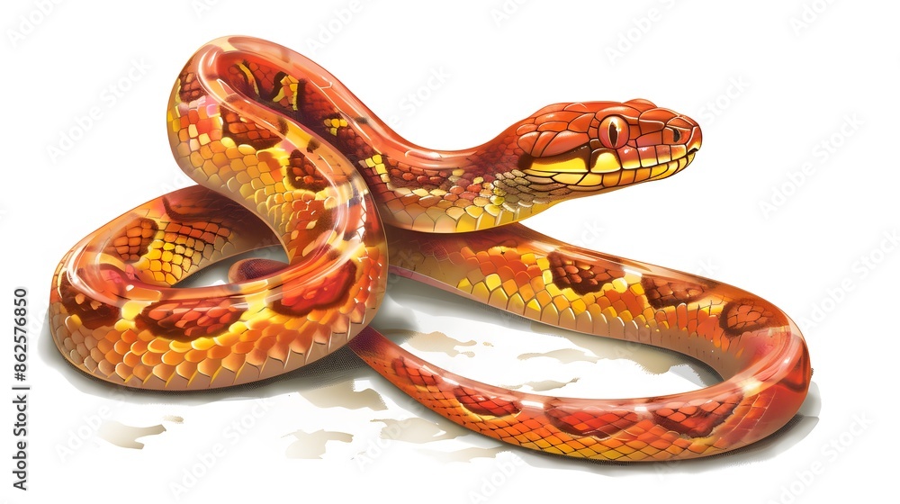 cartoon corn snake isolated on white. cartoon corn snake isolated on white.