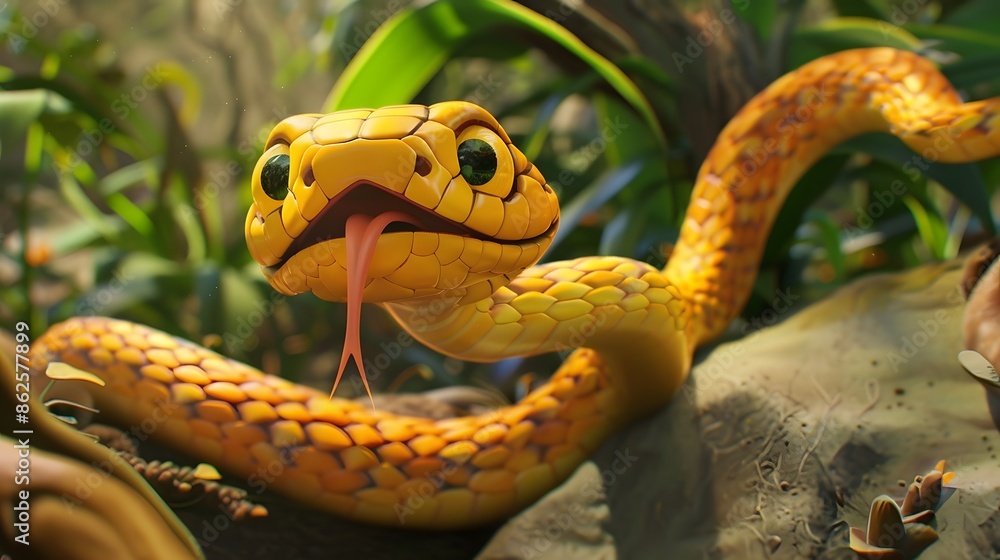 Fototapeta premium cartoon corn snake isolated on white. 