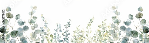 Wallpaper Mural A watercolor collage of green leaves, greenery, branches, twigs, etc. Cut out hand drawn PNG illustration on transparent background. Watercolour clipart drawing. Torontodigital.ca