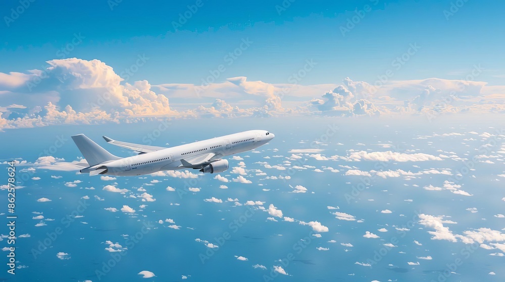 Airplane being refueled midair with clear sky and dramatic clouds, aviation technology, fuel transfer in flight Airplane being refueled midair with clear sky and dramatic clouds, aviation technology, fuel transfer in flight