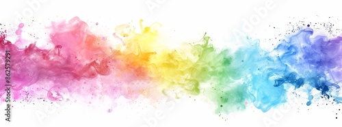 An abstract colorful rainbow color painting illustration - watercolor splashes isolated on a transparent background (Stock).