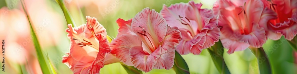 close-up of gladiolus flowers. Selective focus close-up of gladiolus flowers. Selective focus