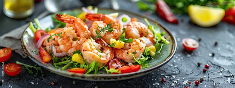 close up of shrimp in a plate. Selective focus close up of shrimp in a plate. Selective focus