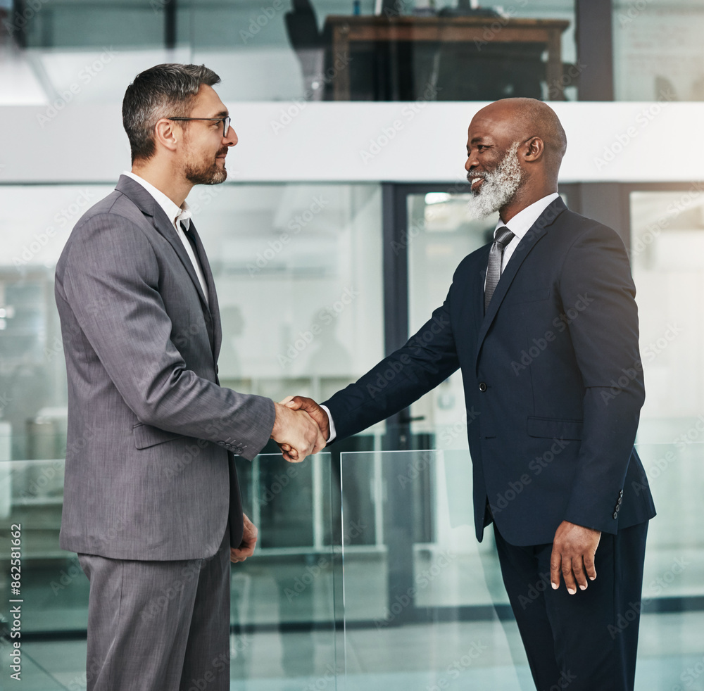 Business people, handshake and introduction in office for agreement, negotiation and hello at law firm. Corporate man, clients or lawyer shaking hands for legal collaboration, consultation or meeting Business people, handshake and introduction in office for agreement, negotiation and hello at law firm. Corporate man, clients or lawyer shaking hands for legal collaboration, consultation or meeting