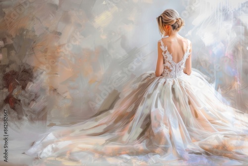 An elegant girl in a ballet dress drawn in watercolor