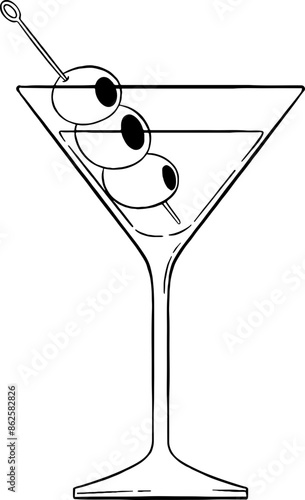 Martini Cocktail Line Art