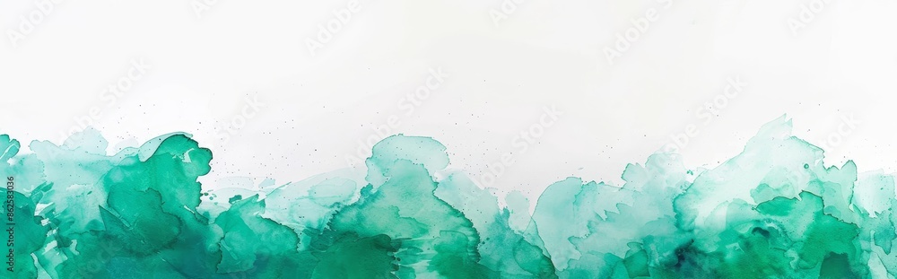 The background is an abstract stripe of deep green watercolor with a wet smear The background is an abstract stripe of deep green watercolor with a wet smear