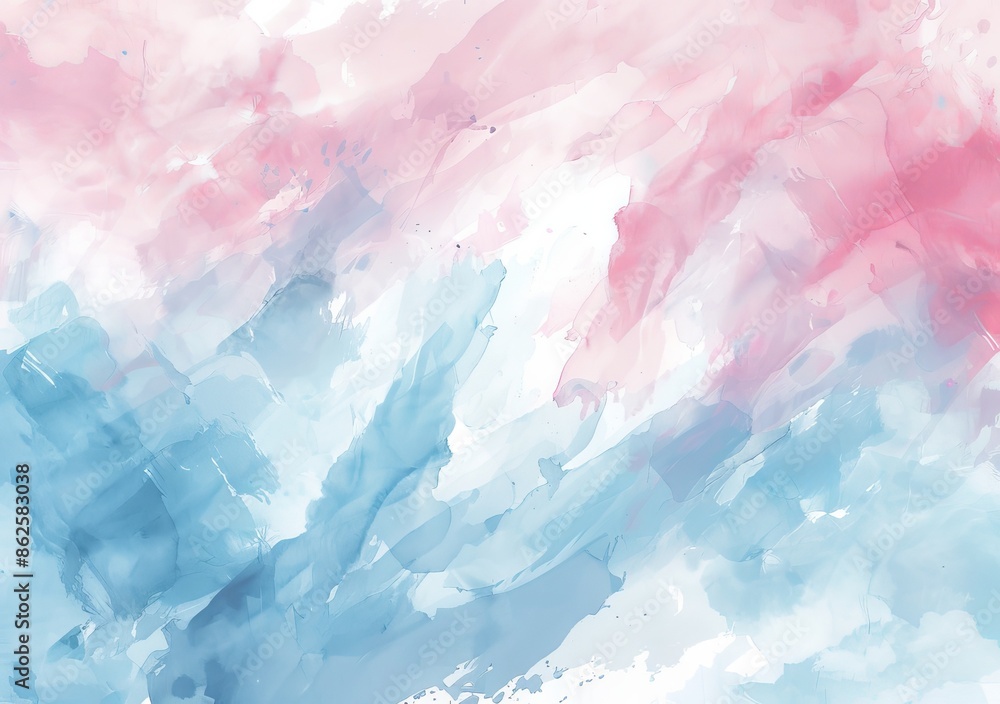 This wedding invitation features a soft abstract watercolor background in blues and pinks This wedding invitation features a soft abstract watercolor background in blues and pinks