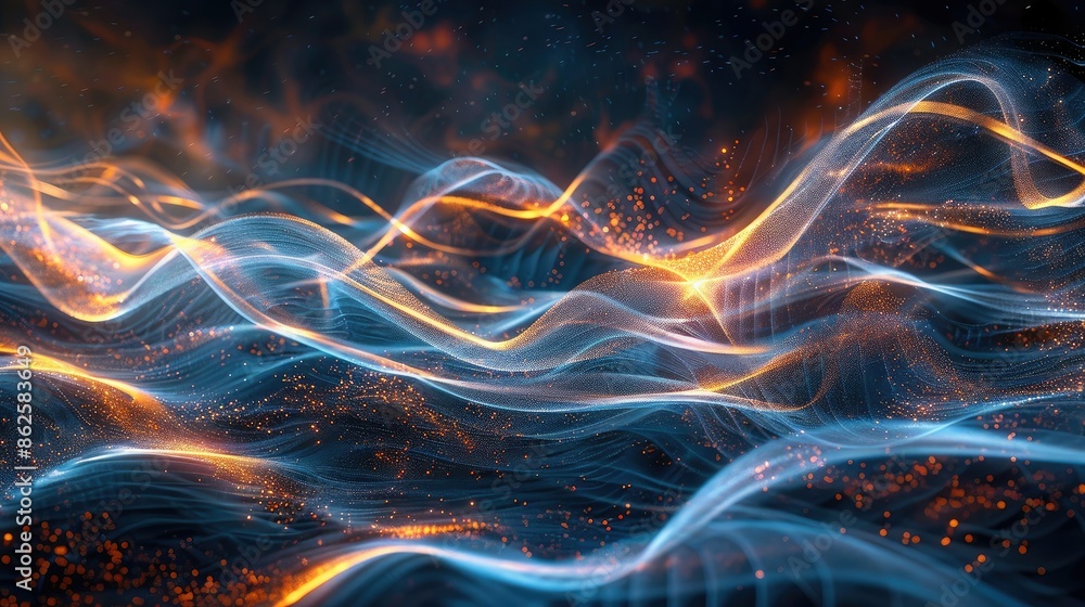 Flowing light waves on a dark background Flowing light waves on a dark background