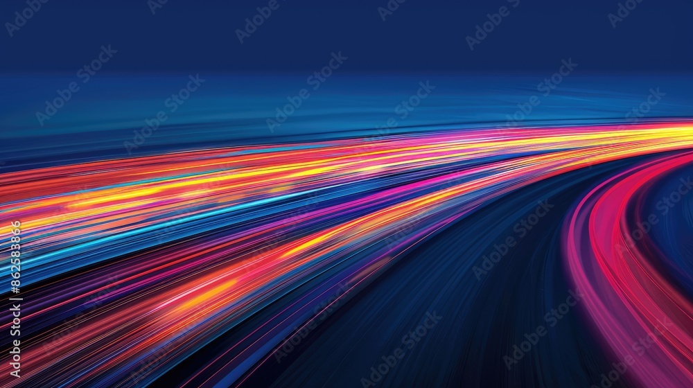 Fluid light trails in vibrant colors over a dark background Fluid light trails in vibrant colors over a dark background