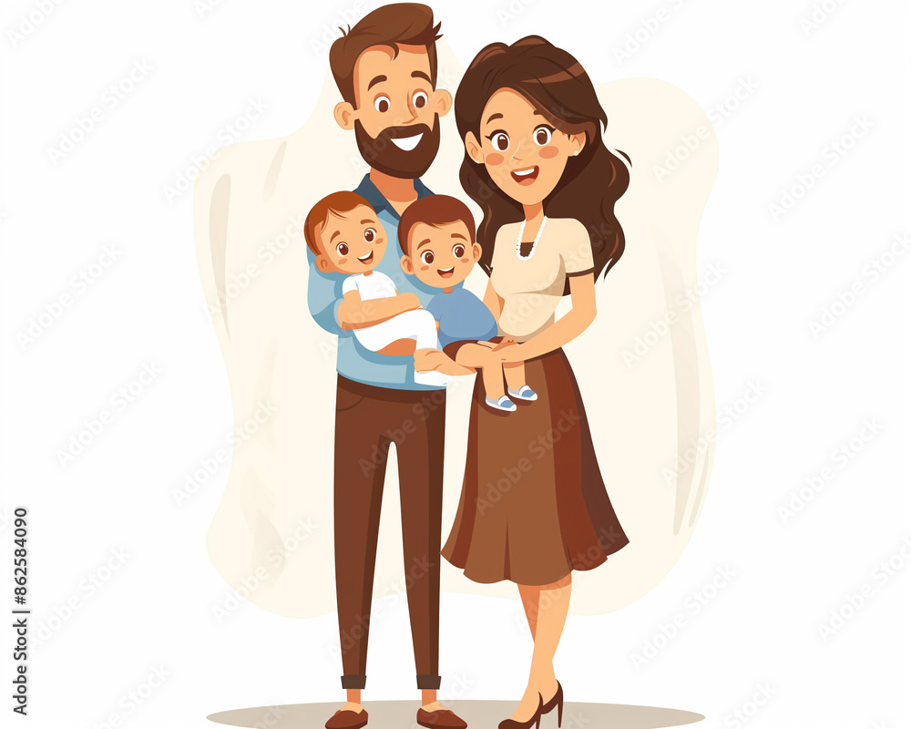 llustration depicting the concept of family love and parenting. Parents joyfully spend time with their newborn in a nurturing environment. The scene is set in a learning space, highlighting happiness llustration depicting the concept of family love and parenting. Parents joyfully spend time with their newborn in a nurturing environment. The scene is set in a learning space, highlighting happiness