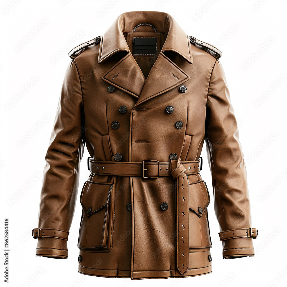 A mens jacket, fashion apparel, realistic photography, leather material, isolated on white background A mens jacket, fashion apparel, realistic photography, leather material, isolated on white background