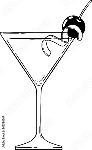 Cosmopolitan Cocktail Line Art