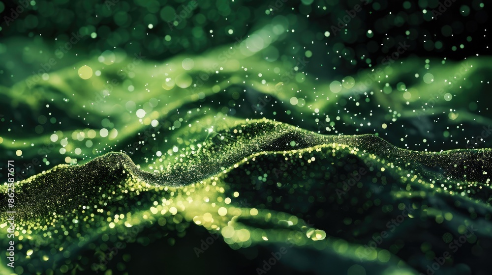 Fototapeta premium The image is a microscopic view of a plant cell. The cell is filled with chloroplasts, which are the organelles that contain chlorophyll and are responsible for photosynthesis. The chloroplasts are