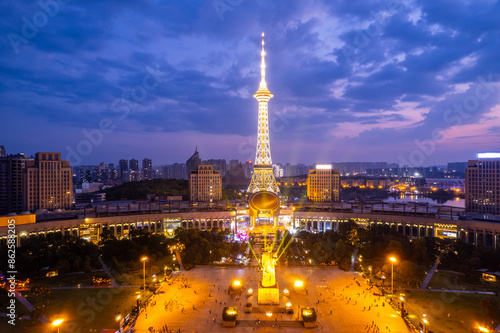 Night view of Yandi Square in Shennongcheng, Zhuzhou, China