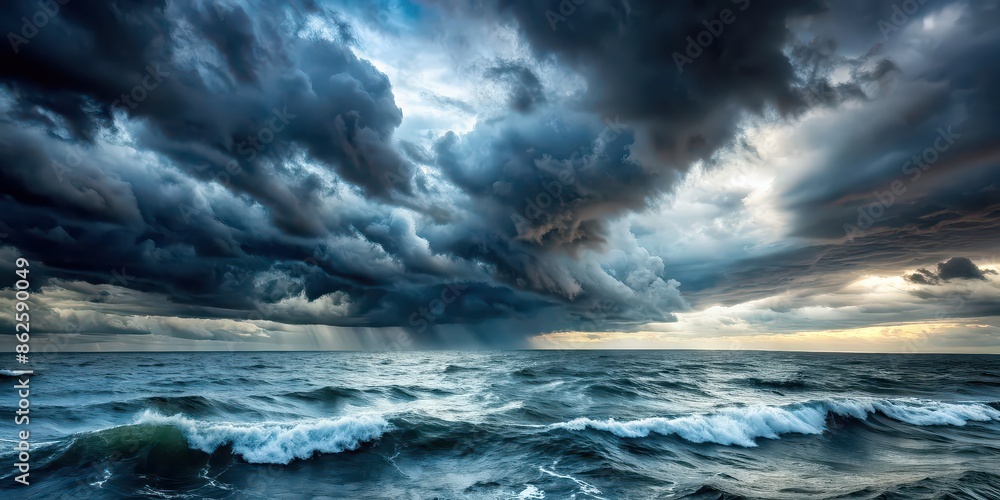 Stormy sea under a dark, cloudy sky , stormy, sea, dark, cloudy, waves, dramatic, weather, storm Stormy sea under a dark, cloudy sky , stormy, sea, dark, cloudy, waves, dramatic, weather, storm