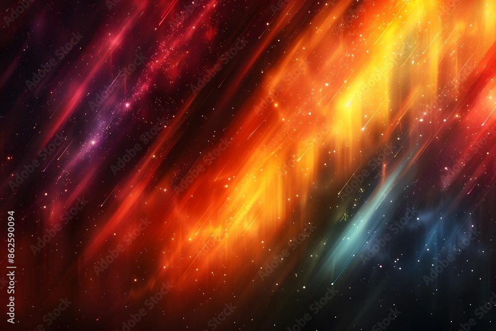 Naklejka premium Colorful Nebula Galaxy with Vibrant Light Streaks - Perfect for Space-Themed Posters and Prints