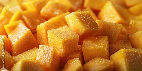 Wallpaper Mural Close Up of Diced Mango with Water Droplets Torontodigital.ca