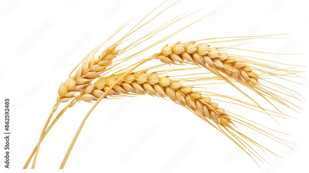 Barley Isolated. Closeup of Golden Barley Ear and Wheat Plants on White Background Barley Isolated. Closeup of Golden Barley Ear and Wheat Plants on White Background