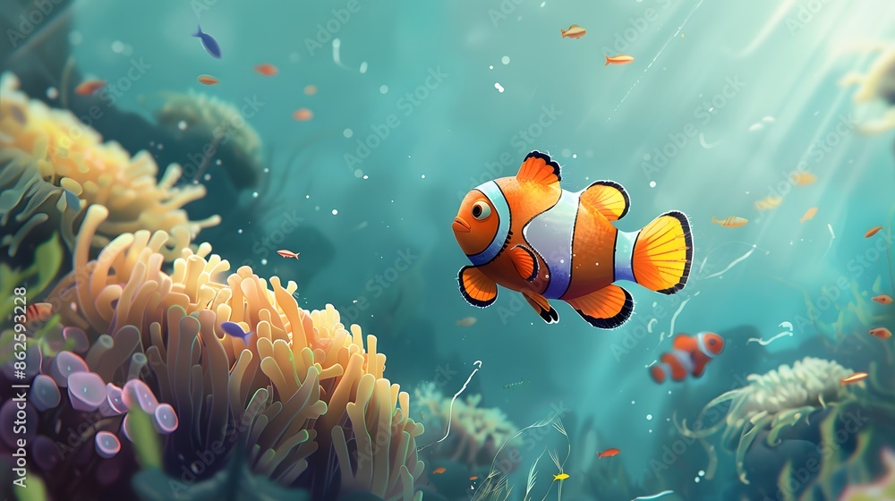 Cute clown fish cartoon. Cute clown fish cartoon.