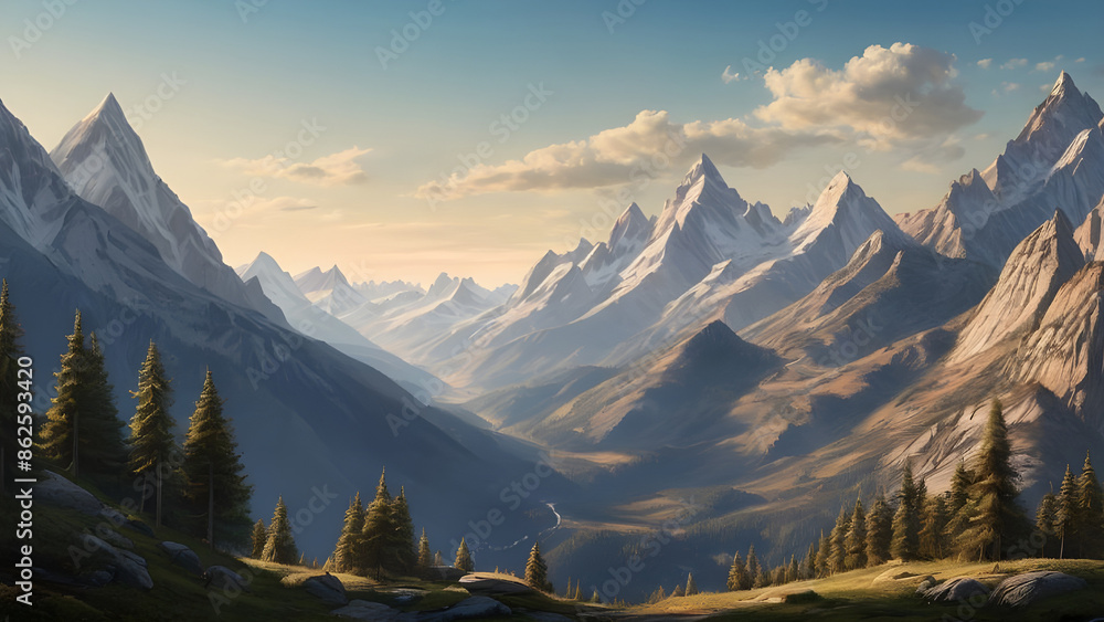 Obraz premium sunrise over the mountains, landscape background