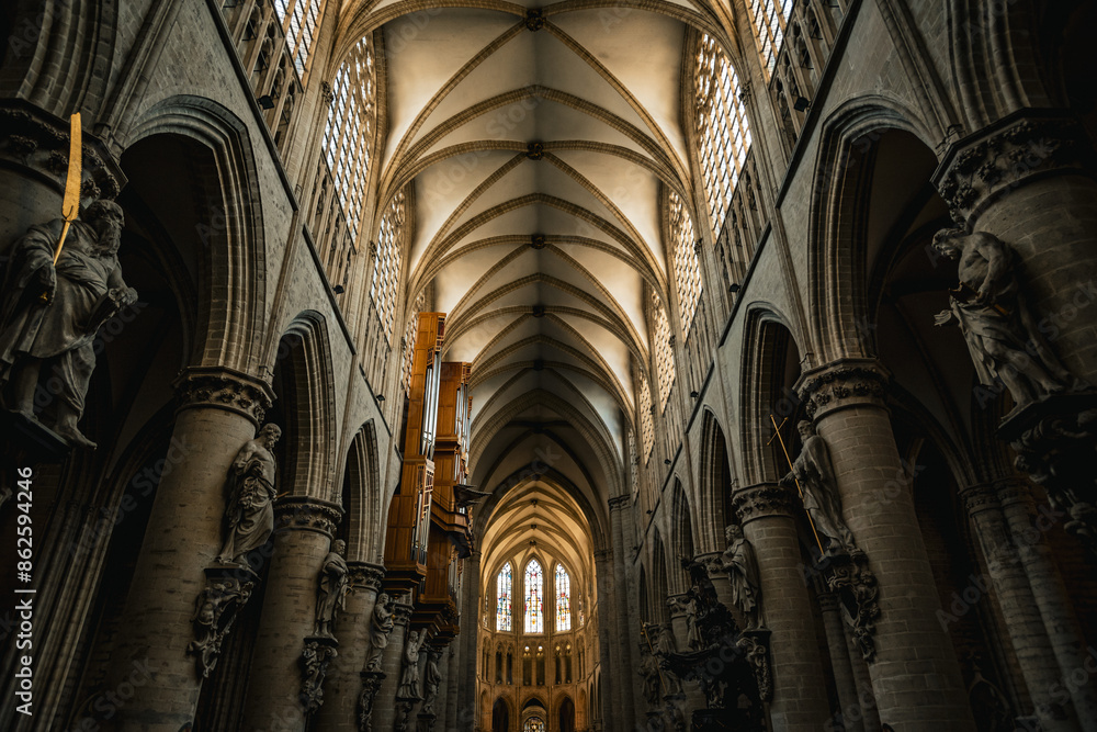 Statues and Architecture Inside St. Michael and St. Gudula Cathedral - Brussels, Belgium Statues and Architecture Inside St. Michael and St. Gudula Cathedral - Brussels, Belgium