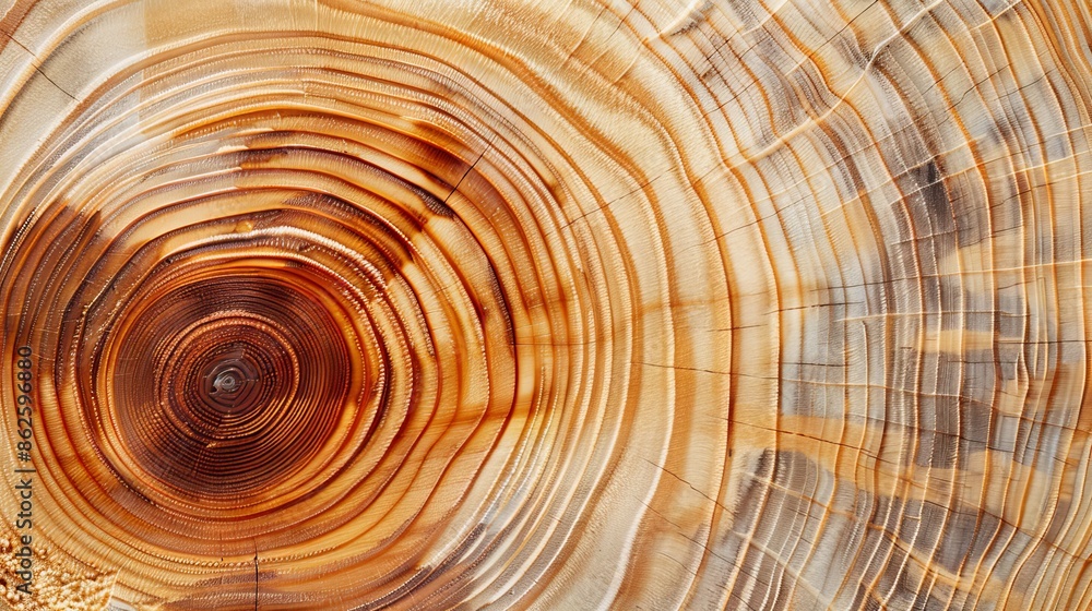 Fototapeta premium Close-up of tree trunk rings, abstract wood pattern