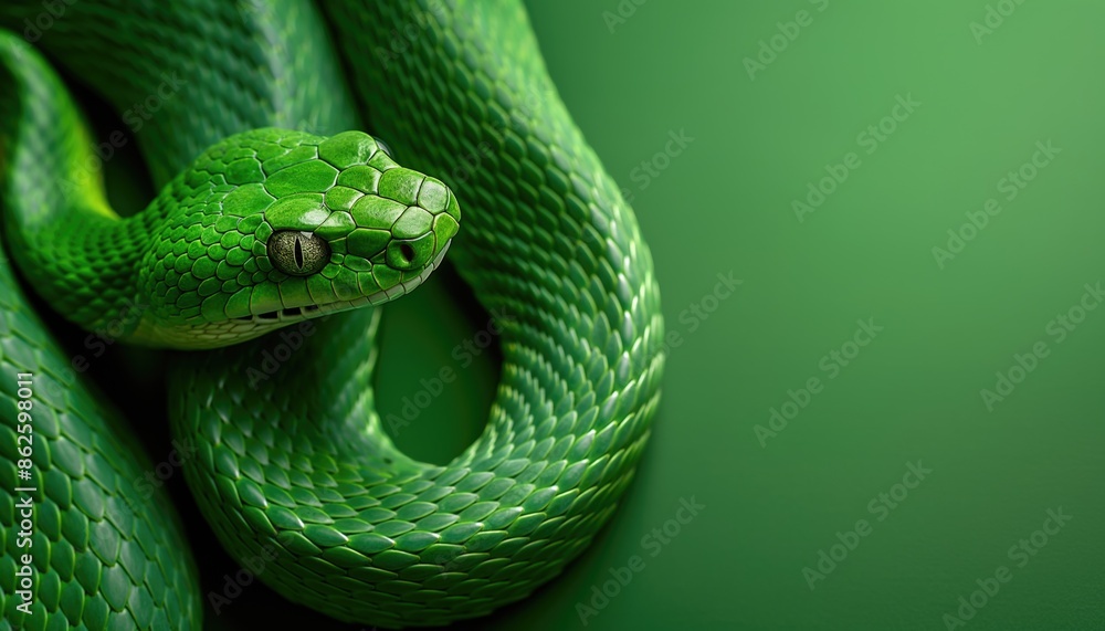 Close-Up of a Green Snake’s Head. Emblem of the 2025 Chinese Zodiac Year of the Snake. Close-Up of a Green Snake’s Head. Emblem of the 2025 Chinese Zodiac Year of the Snake.
