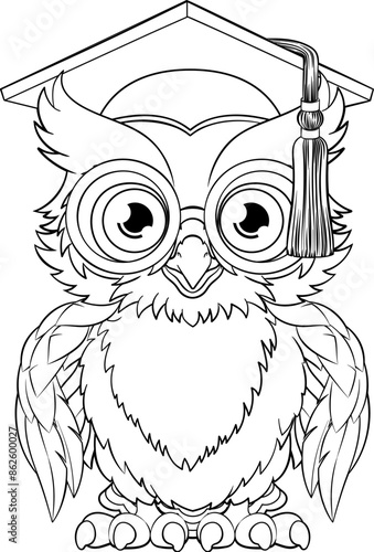 A wise owl bird cartoon cut...