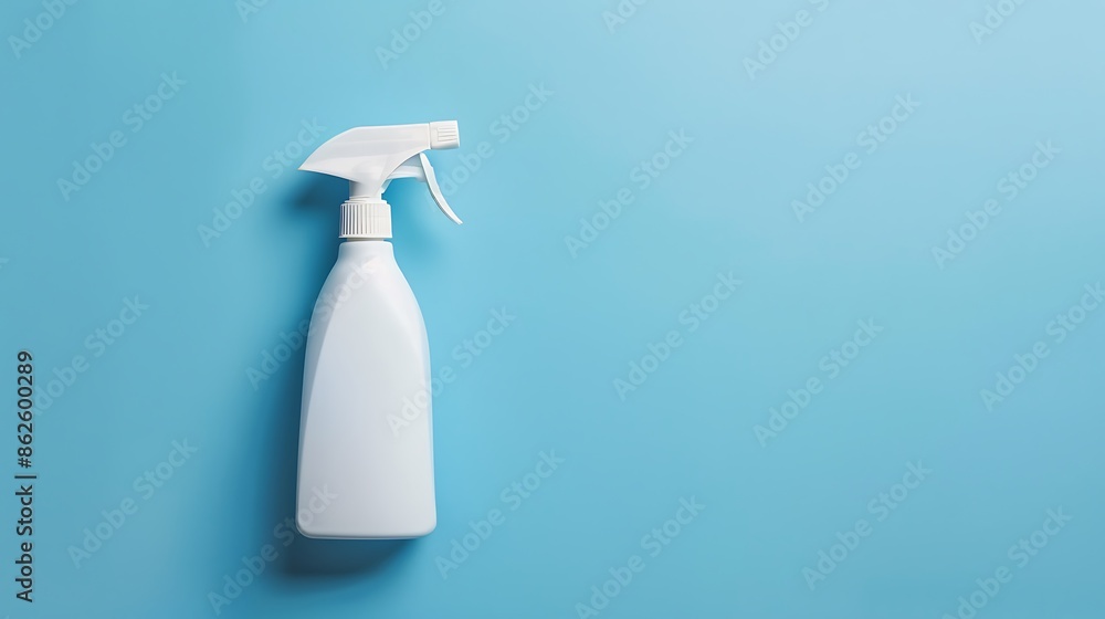 white spray bottle on blue background white spray bottle on blue background