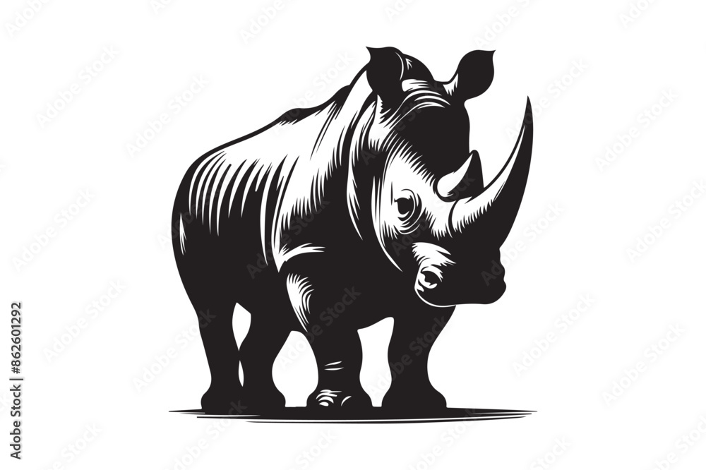 Fototapeta premium Rhino Icon in black and White Dynamic Animal Graphic Design