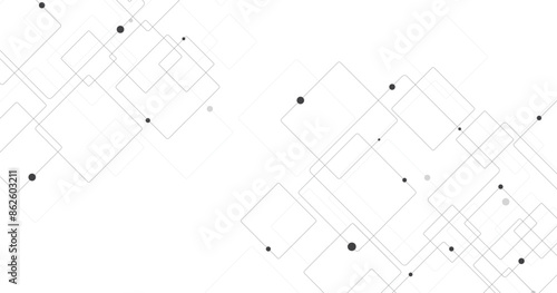 Black a square diagram on a white background. Geometric abstract background with simple square elements. black square diagram concept. High-tech square geometric connection system.