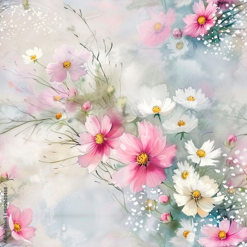 Fototapeta premium seamless watercolor floral primitive wallpaper