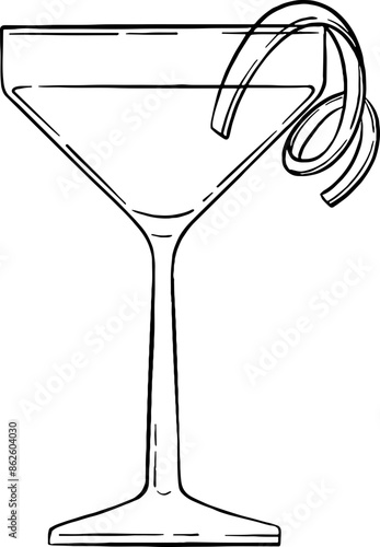 Sidecar Cocktail Line Art