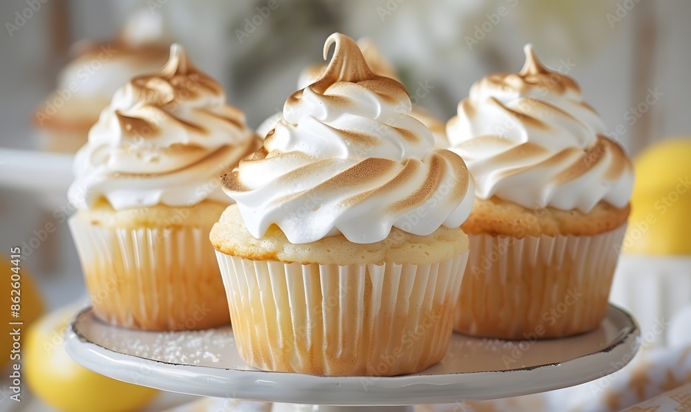 Lemon meringue cupcakes, Generative AI Lemon meringue cupcakes, Generative AI