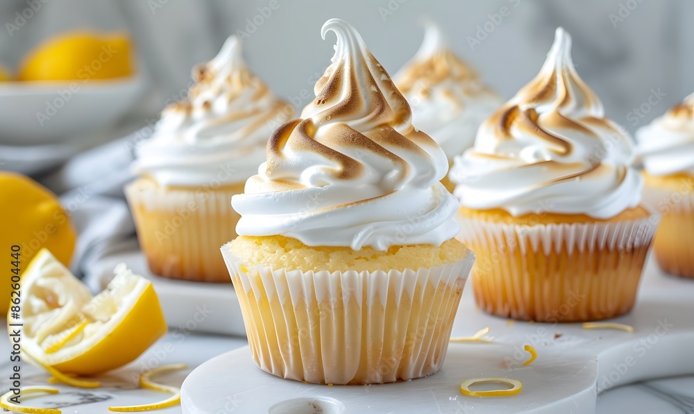 Lemon meringue cupcakes, Generative AI Lemon meringue cupcakes, Generative AI