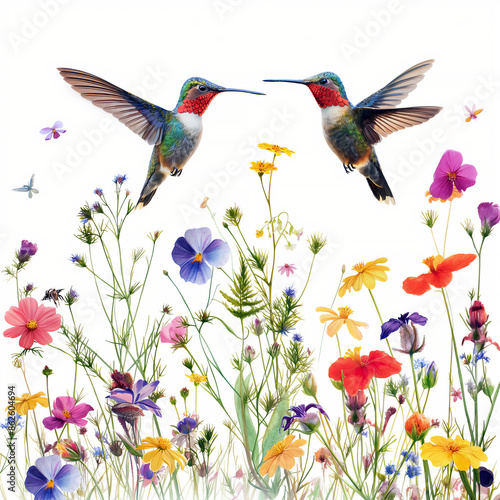 hummingbirds and wildflowers
