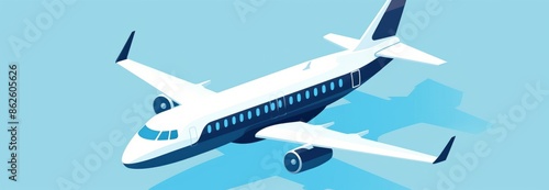 Vector illustration of a commercial airplane in flight